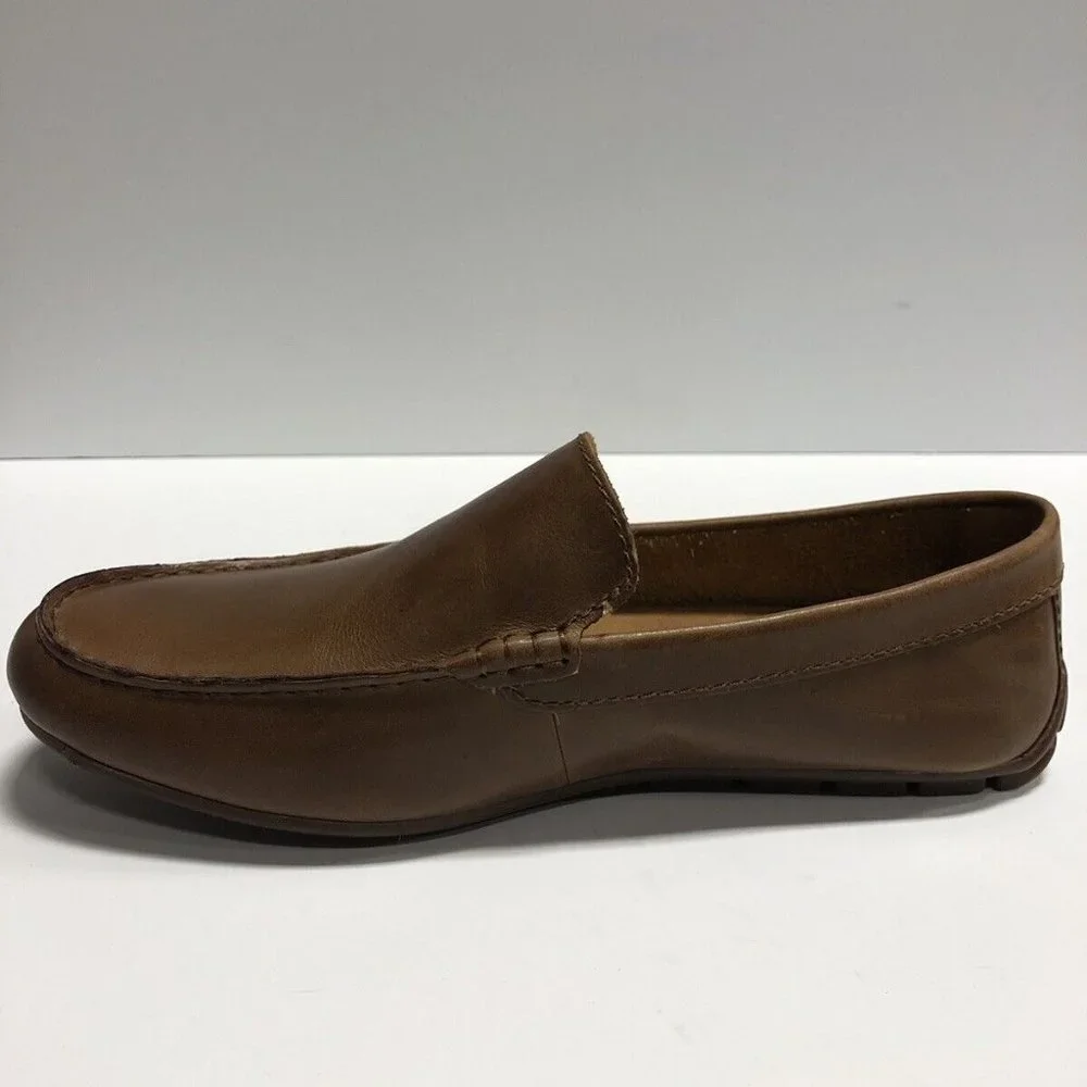 Born Men’s Allan, Brown Leather Slip-On Shoes, Size 9.5M